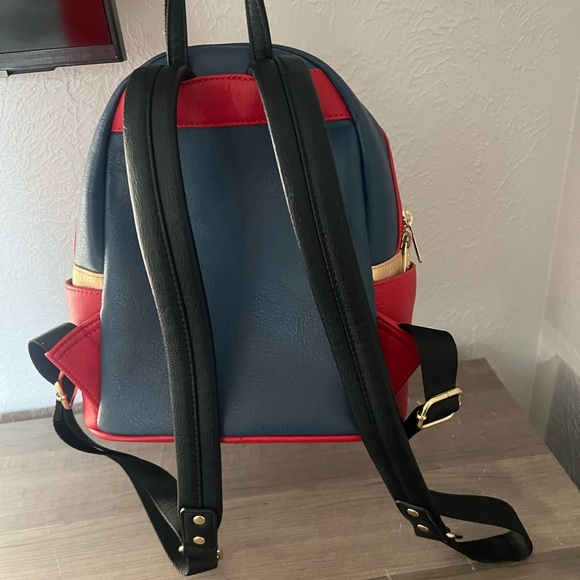 captain marvel leather backpack Loungefly Disney Leather Marvel Captain Marvel Red Blue Gold Backpack Medium